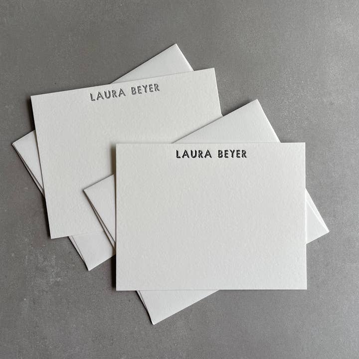 Hearty Greetings - Wholesale Stationery/Notecard Set - Shadow: Custom Name Letterpress Stationery. Personalized Notecards with Envelopes.1