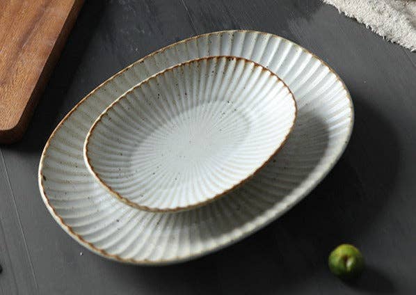 Gohobi （We cover U.S. import duties） - Wholesale Dinner plate - Gohobi Handmade Ceramic Japanese Style Oval Plate5