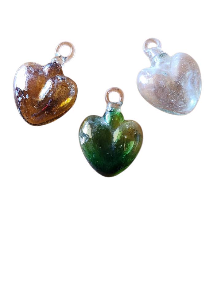 Assorted Handmade glass heart ornament for wholesale by Luises Perez Imports LLC