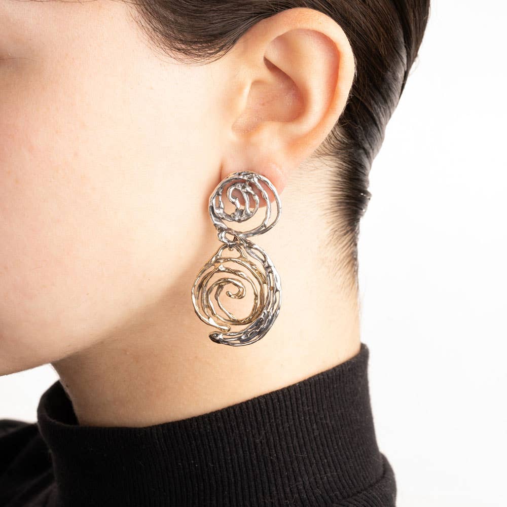 Mandile Gioielli - Wholesale Dangle Earrings - Spiral pendant earrings 925 silver and bronze (ORA045)1