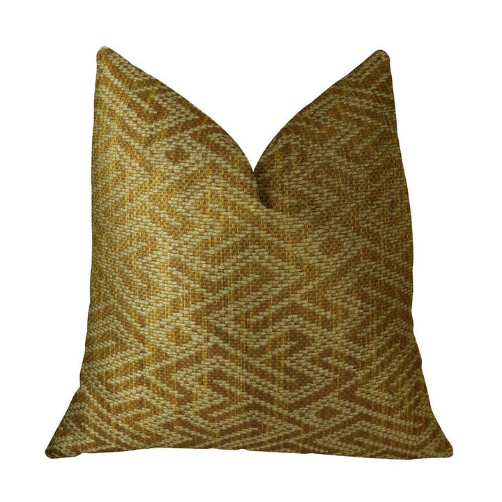 Deep Bridge Taupe and Copper Handmade Luxury Pillow for wholesale by Plutus Home Brands