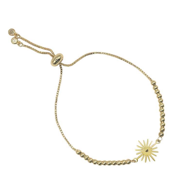Zodiac Sign Engraved Personalized Adjustable Slider Bracelet for wholesale by Camilla Limón