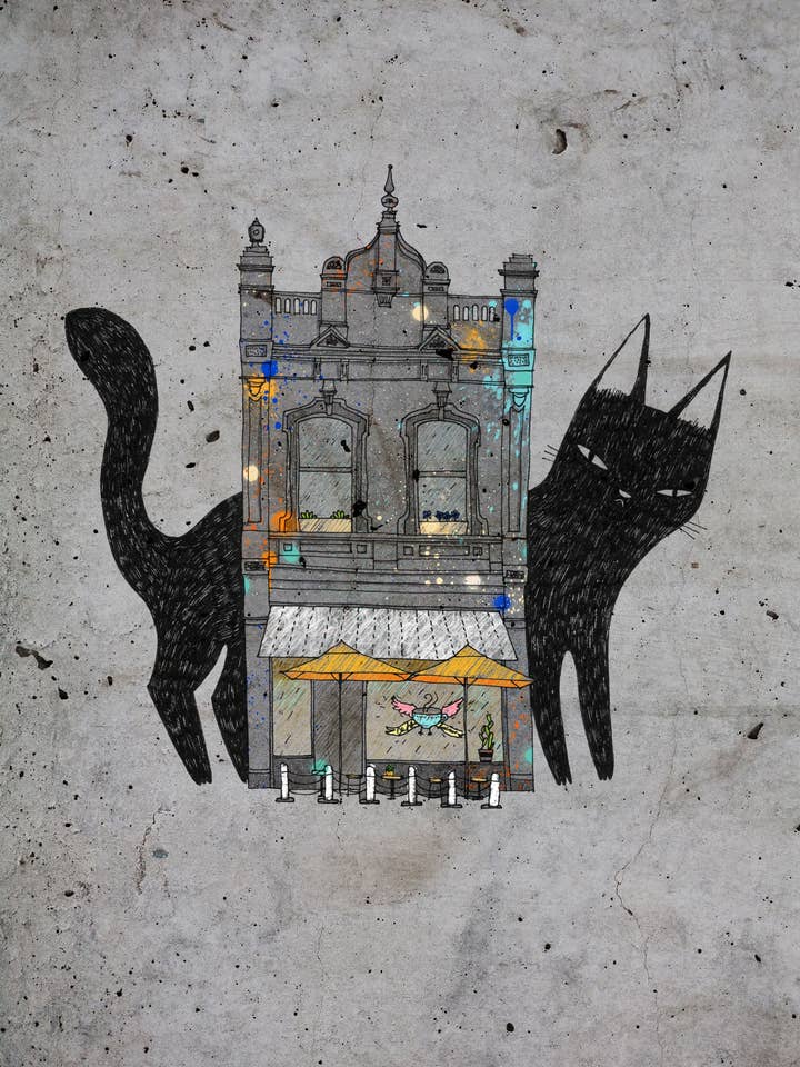 Imprimé City Cat pour la vente par Surfing Sloth