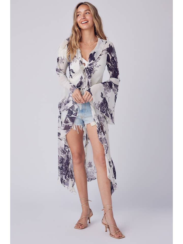 Bluivy - Wholesale Kimono - Women's - FLORAL PRINT RUFFLE KIMONO12