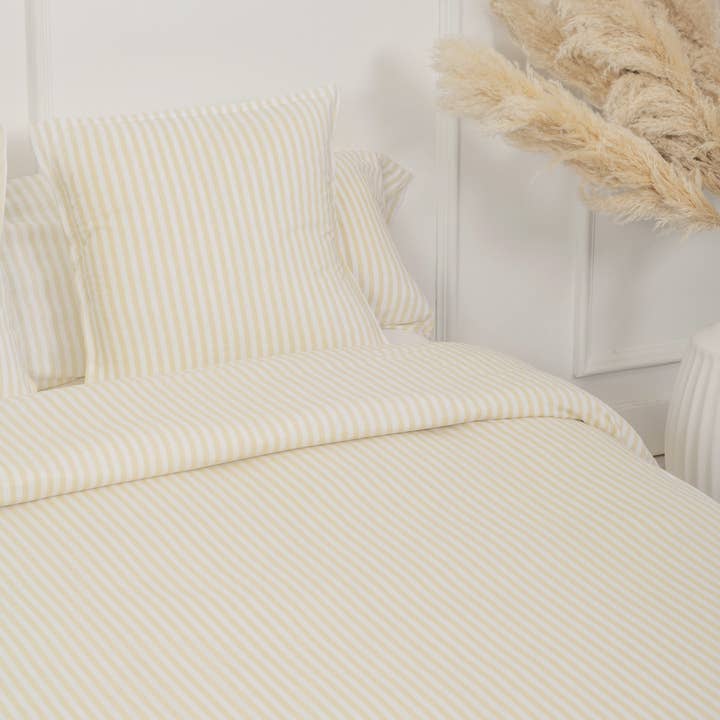 Crude Jersey cotton duvet cover - Lined ecru bedding for wholesale on Faire2