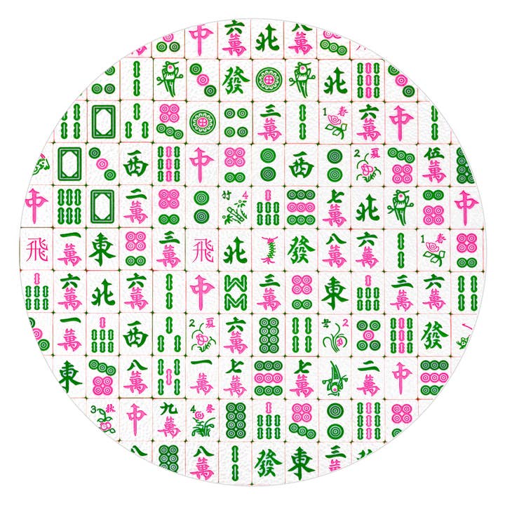 Marye-Kelley - Wholesale Cutting Board - Pink and Green Mahjong Tempered Glass Cutting Board2