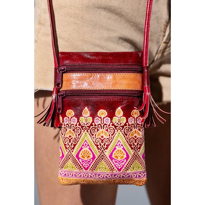 MAYA Hand-painted Genuine Leather Cellphone Bag for wholesale on Faire