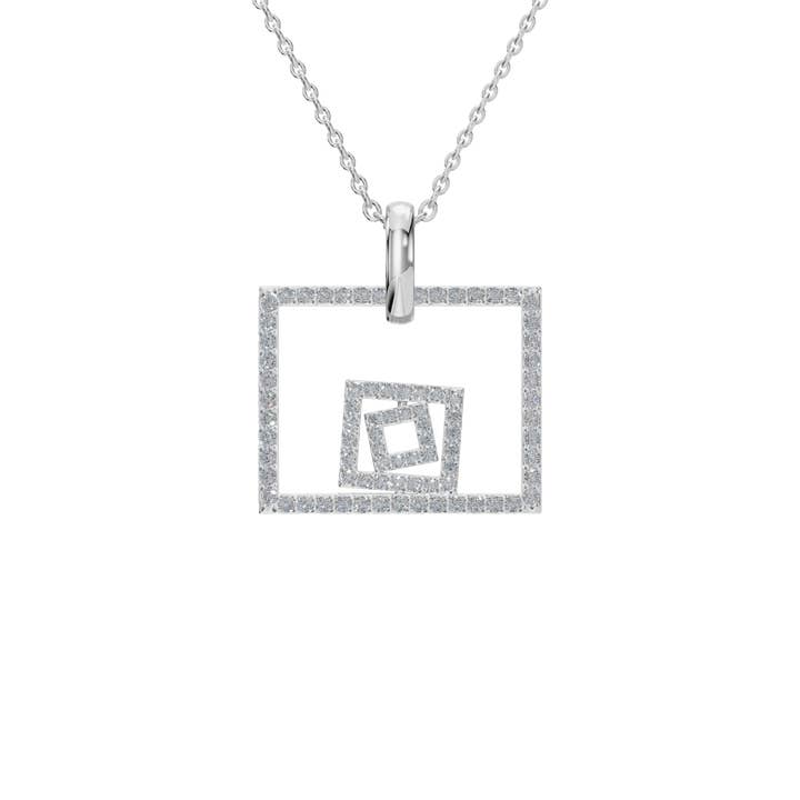 PureYou Jewelry - Wholesale Pendant/Charm Necklace - 14K Gold Diamond Square Necklace, Dainty Layering Necklace4