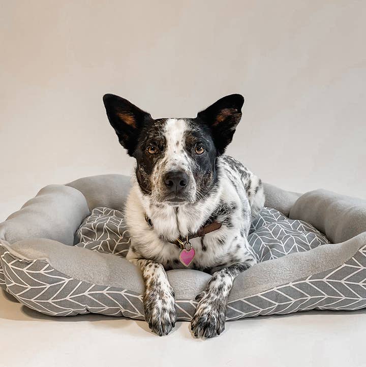 PAWZ - Wholesale Pet Bed - Dog - Grey Herringbone Cuddler Pet Bed