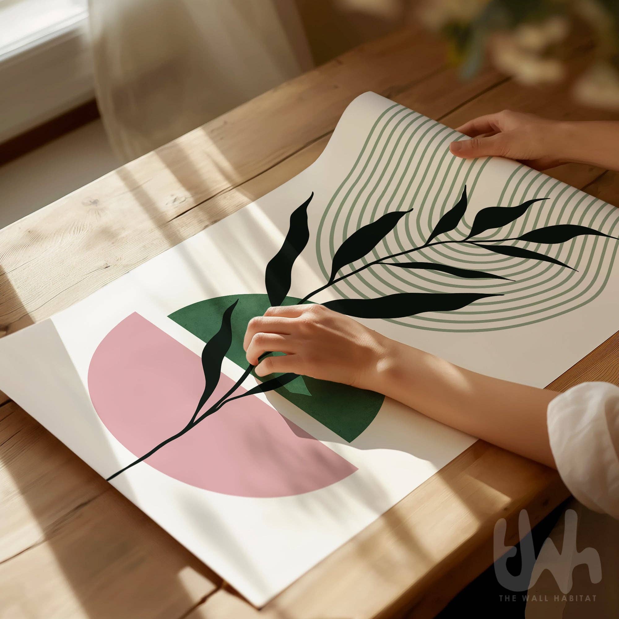 THE WALL HABITAT - Wholesale Gallery Wall Set - Set of 3 Green and Pink Wall Art Prints1