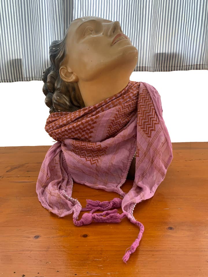 Kefiah Scarf - Colored Cotton, Pink Base for wholesale by Emmy Alternative/Shak Chic