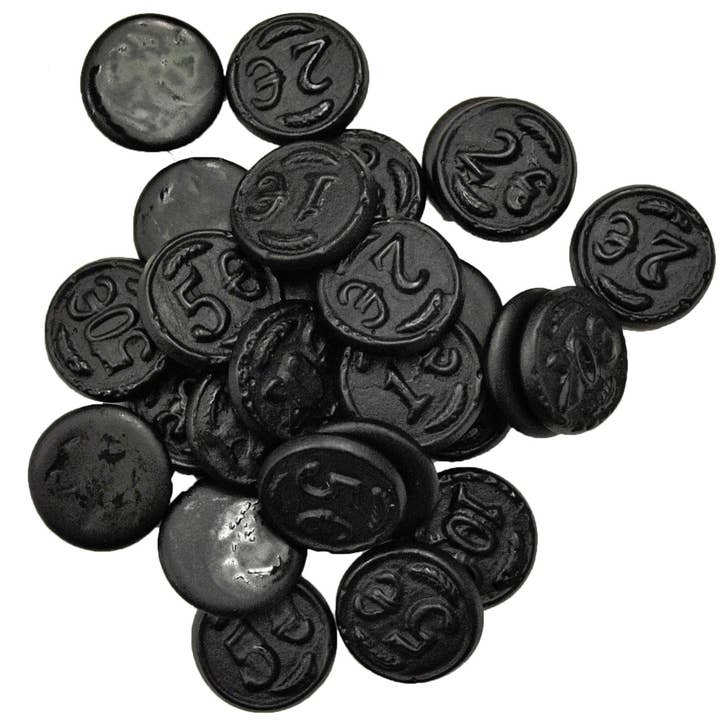 Gustaf Salt Black Dutch Licorice Money Coins 2.2 for wholesale by Long Island Candy Factory