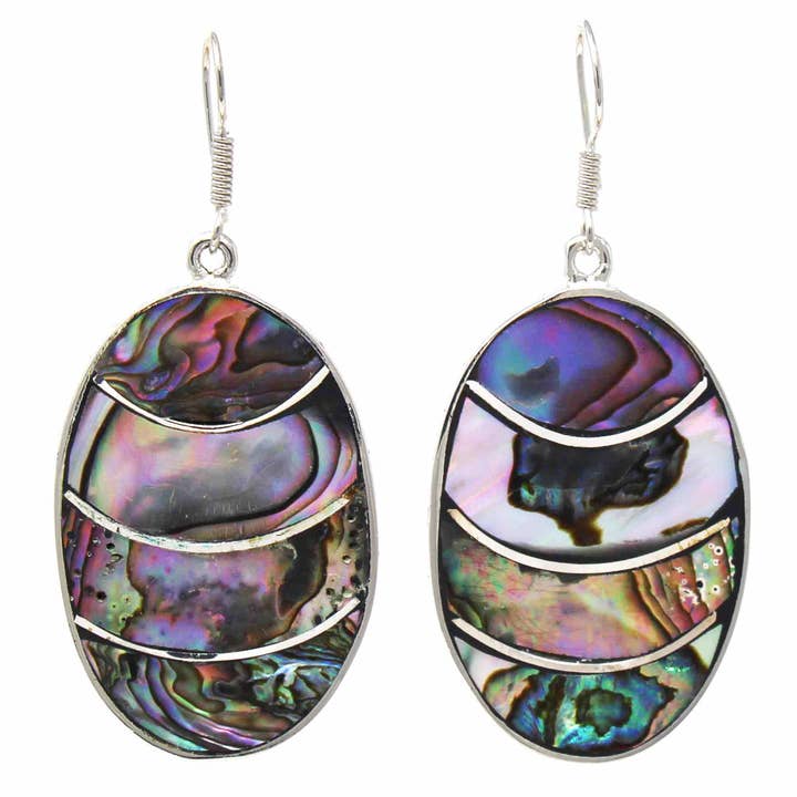 Lavender Frost Abalone Oval Earrings for wholesale by Global Crafts