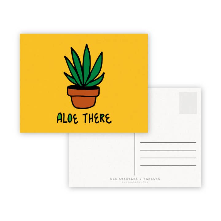 Aloe There A2 Double Sided Postcard for wholesale by RAD Stickers + Doodads