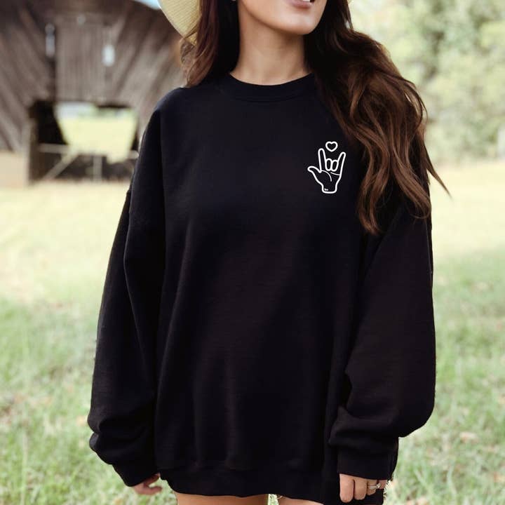 (shirt not included) I love you Sign Language (4 inch) Pocket - Clear Film Transfer for wholesale by TEELUX