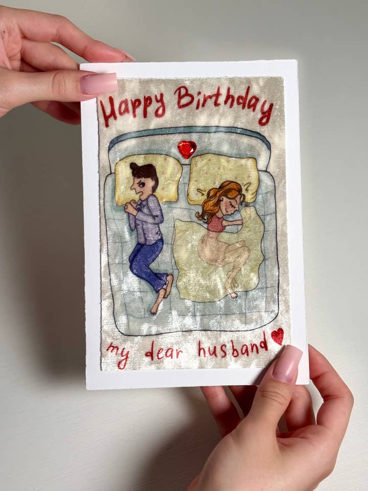 Handmade velvet greeting card “Happy Birthday for wholesale by Kelov Studio