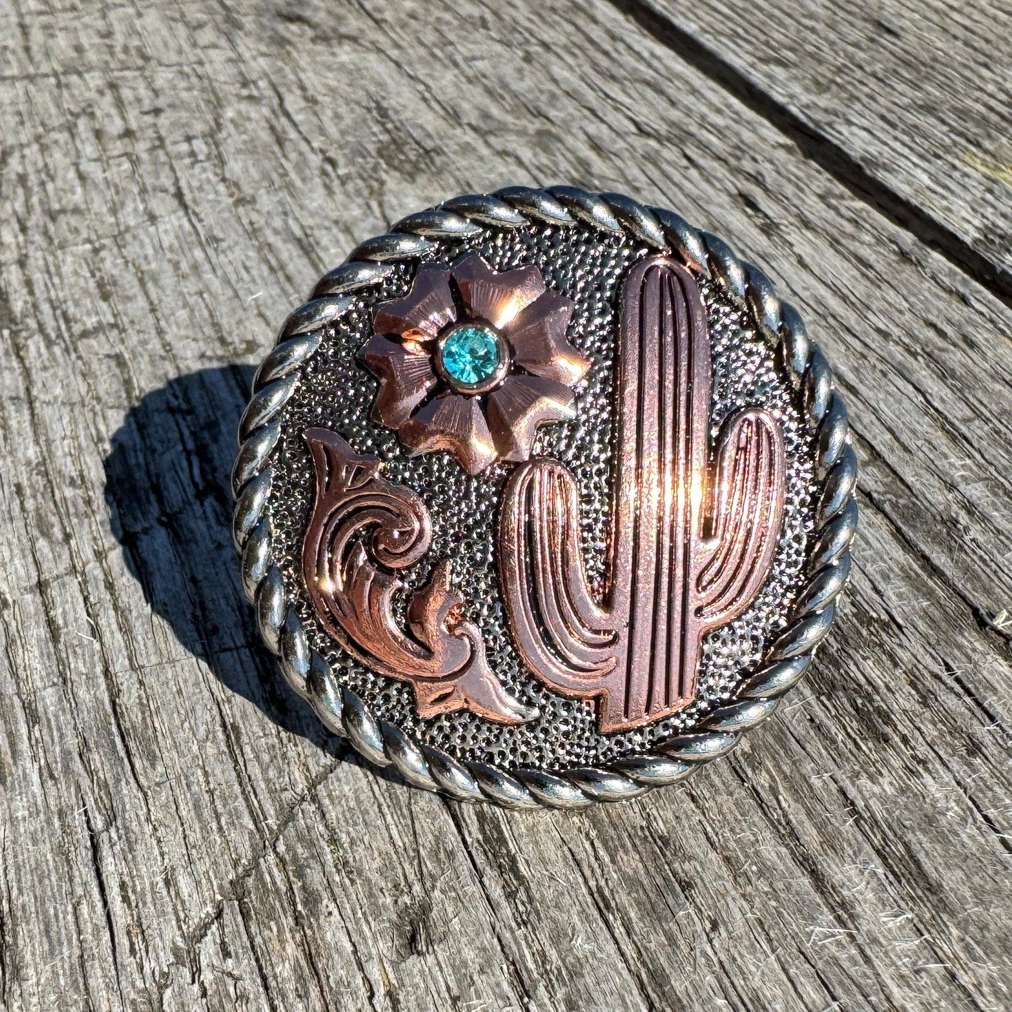 Double B Wild Rags - Wholesale Scarf Clip - Women's - Wild Rag Slide 1.5" Cactus w/ stone or silhouette Concho Scarf Slide4