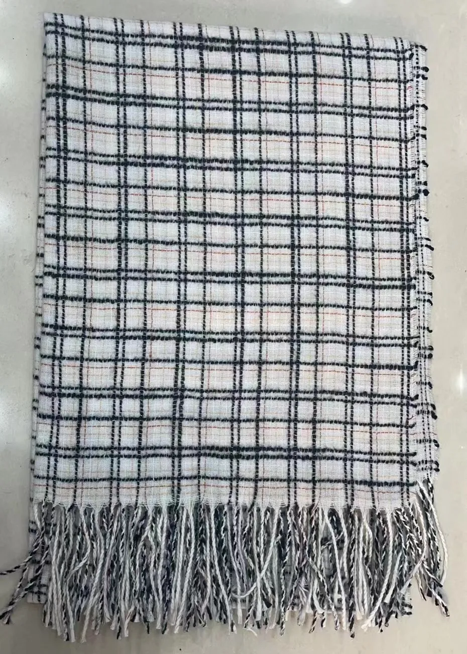 Black Checkered scarf with fringes 🧣✨ for wholesale on Faire0