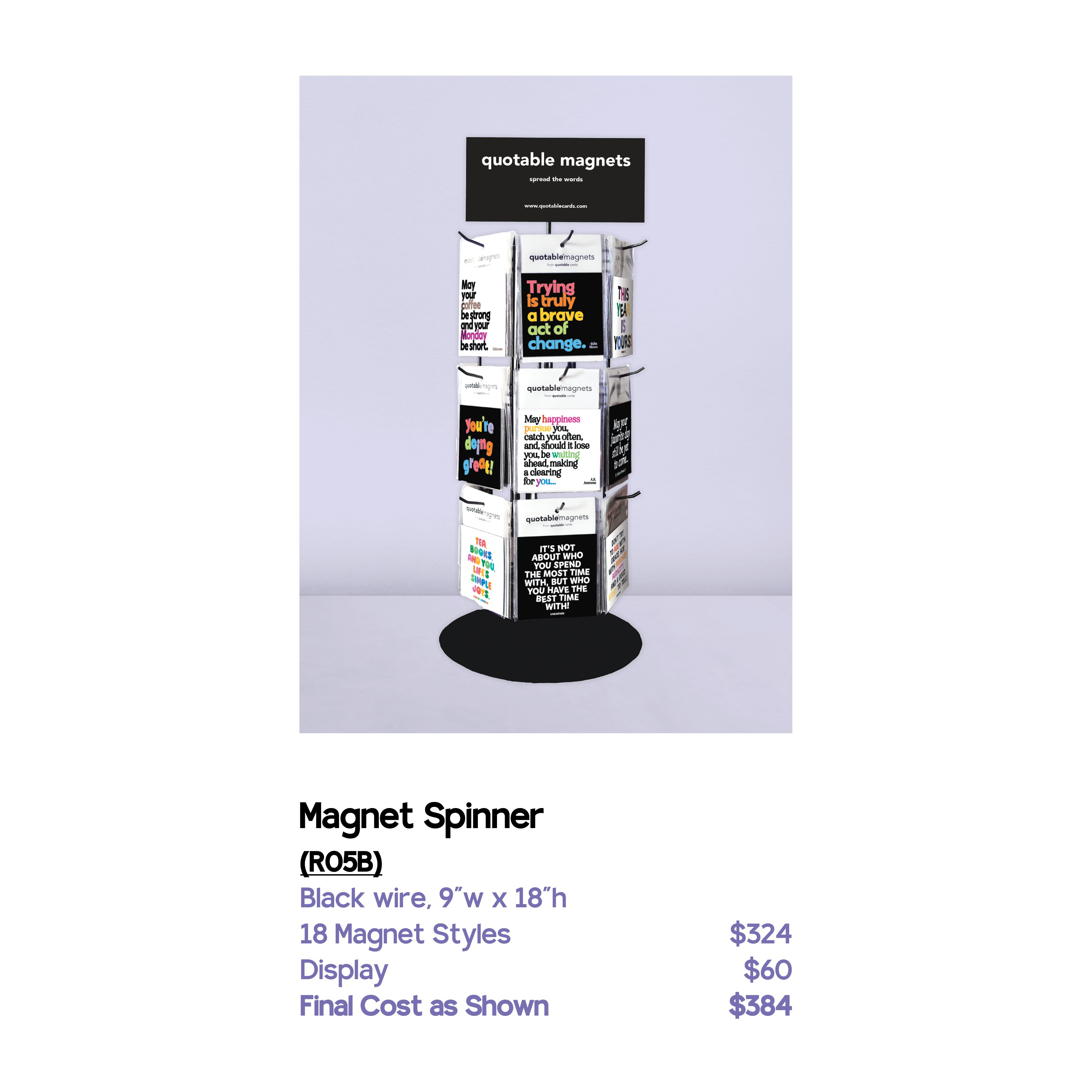 Quotable - Wholesale Retailer Display - Paper & Novelty - Displays - R05B - Magnets 18-hook Tabletop Spinner1