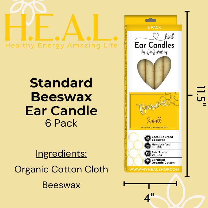 Healthy Energy Amazing Life - Wholesale Tapered Candle/Candlestick - Unscented Beeswax Ear Candles by Doc Harmony