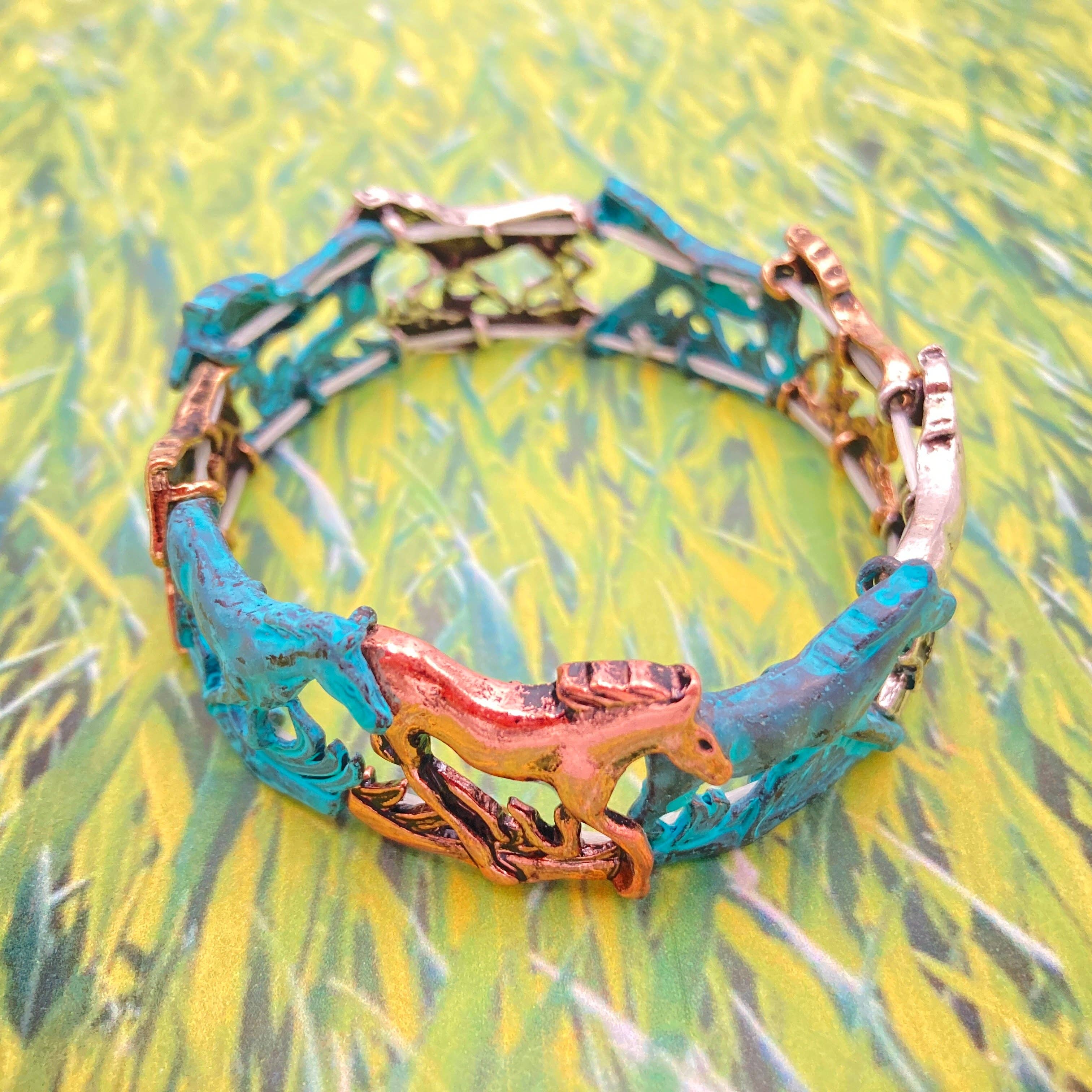 Lunar Deer - Vendita all'ingrosso Bracciale a polsino - Wild Horses Herd - Bracciale elasticizzato in tre tonalità3