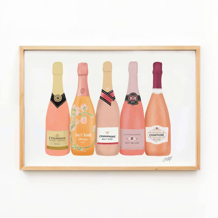 Lindsey Kay Collective - Wholesale Art Print - Rose Champagne Bottles - Art Print0