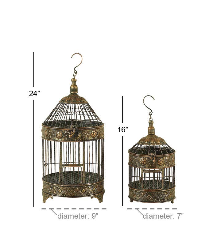 Import Corner – wholesale Decorative tabletop object – A-90533: METAL BIRDCAGE SET OF 2 24",16"H2
