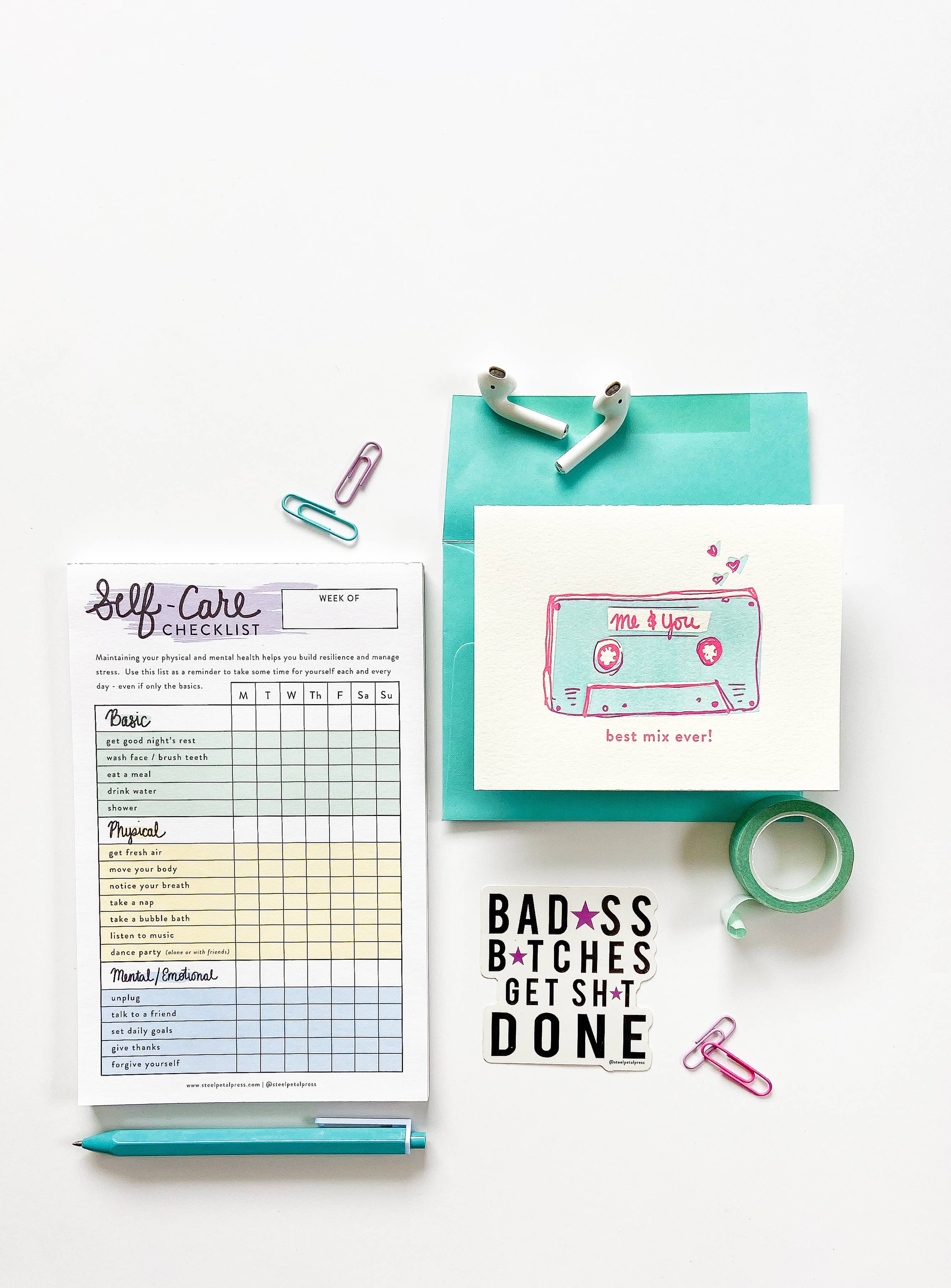 Steel Petal Press - Venta al por mayor Libretas - Bloc de notas con lista de verificación de cuidado personal y rastreador de hábitos6