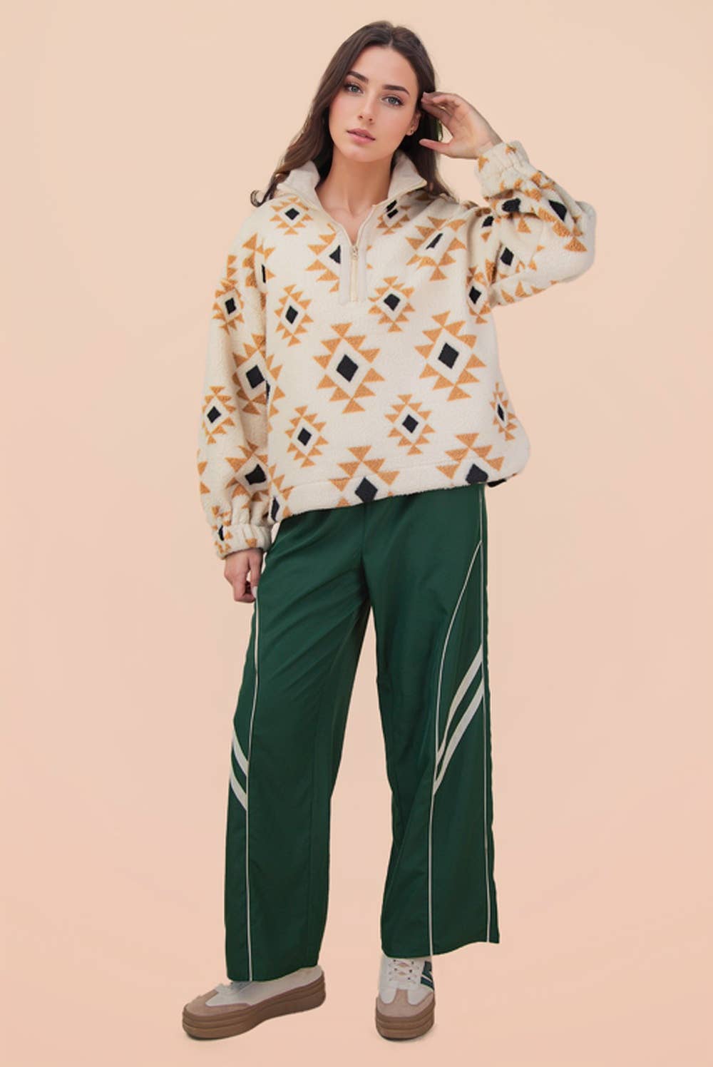 VERY J - Vente Pantalon de sport – femme - NP70963-Pantalon de Survêtement à Jambes Larges avec Détail de Passepoil18