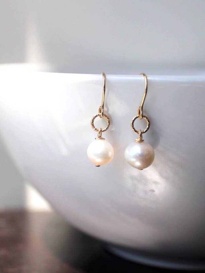 Petite Pearl Drop Earrings for wholesale by ERIJEWELRY