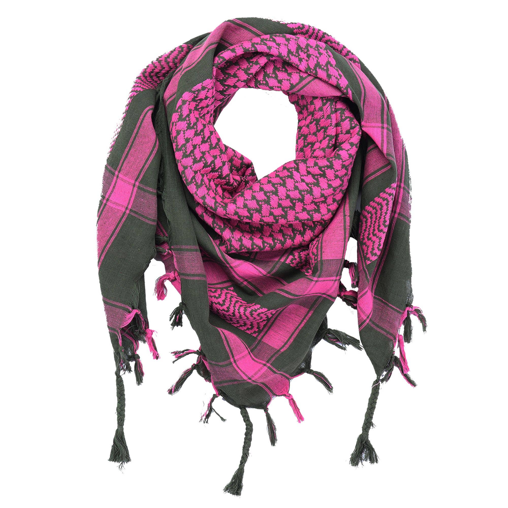 Tribal Trade GmbH - Wholesale Scarf - Unisex - Palituch green-khaki pink Kufiya PLO scarf0