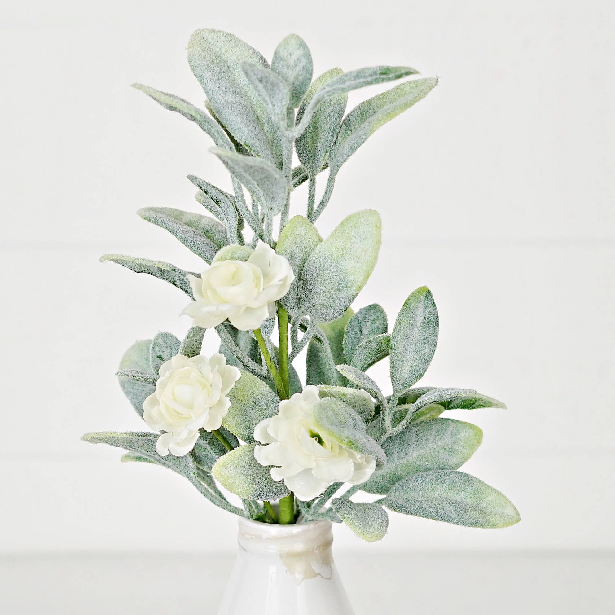 Holiday Depot Inc. - Wholesale Artificial Flowers - 35266- 16in Bush-Lamb Ears with Cream Ranunculus4