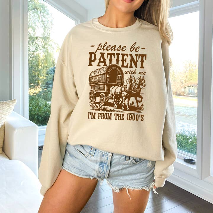 Wholehearted Motherhood and Co. - Wholesale Graphic Sweatshirt - Women's - Be Patient Graphic Sweatshirt - Spring Western Graphic Tee0