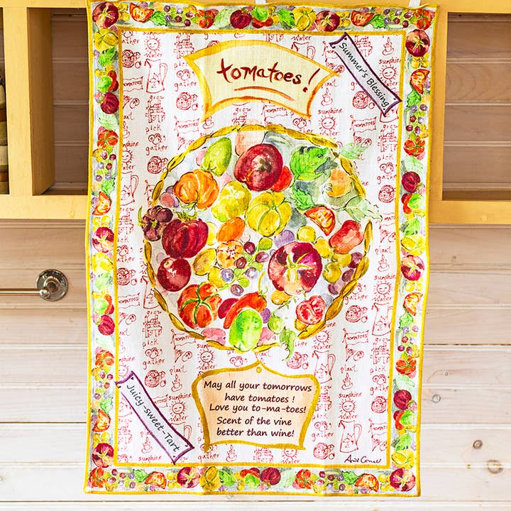 Wasserfarben-Geschirrtuch mit Tomaten für den Großhandel von April Cornell