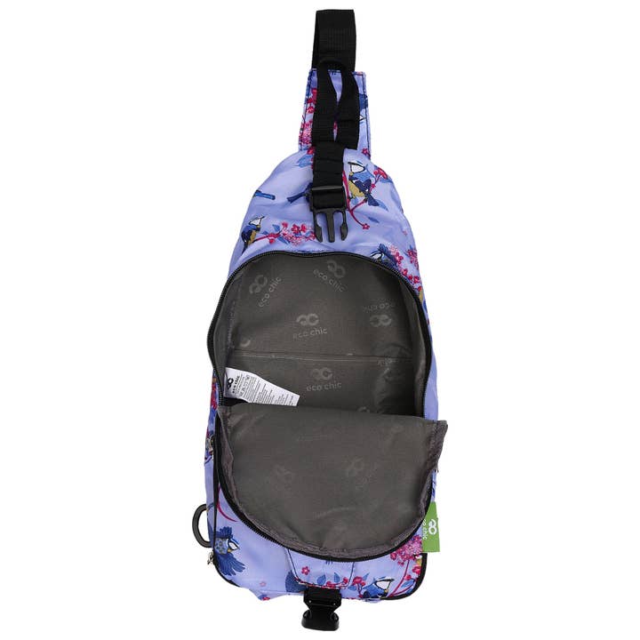Lilla Borsa a tracolla pieghevole leggera Eco Chic Blue Tits in vendita all'ingrosso su Faire
