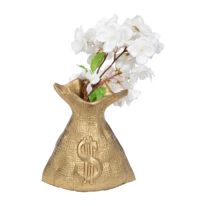 Sagebrook Home - Wholesale Decorative Figurine - Figurine - Gold Metal Modern Textured Money Bag, 7 in.5