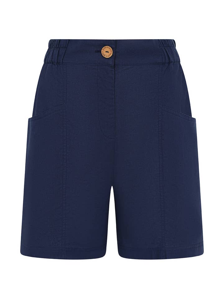 Lea Short - Navy - Ekologisk bomullslinneblandning för wholesale av Mudd & Water