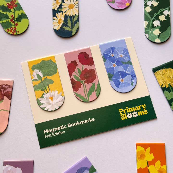 Bloemige Magnetische Boekenleggers Herfsteditie | Set van 3 voor wholesale door Primary Blooms LLC