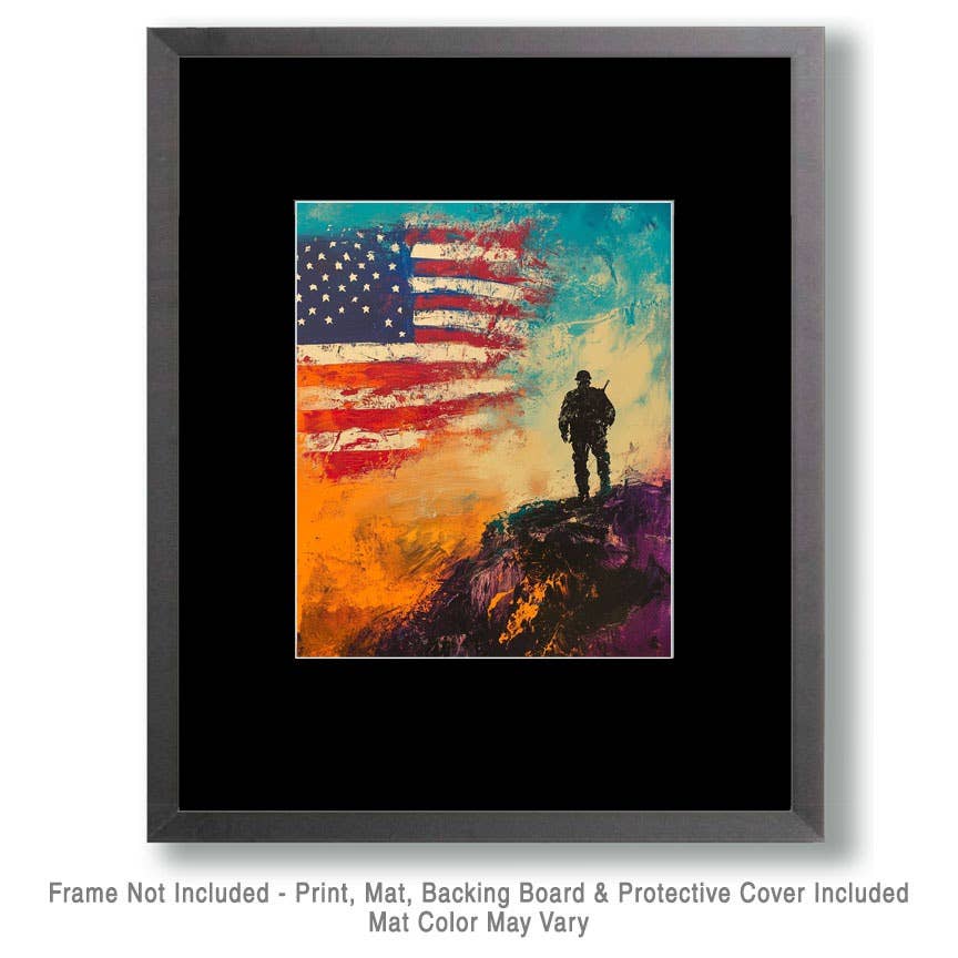 Mowbi - Wholesale Art Print - Soldier - American USA Patriotic Wall Art Prints - 8"x10" Art Print for 11"x14" Frame1