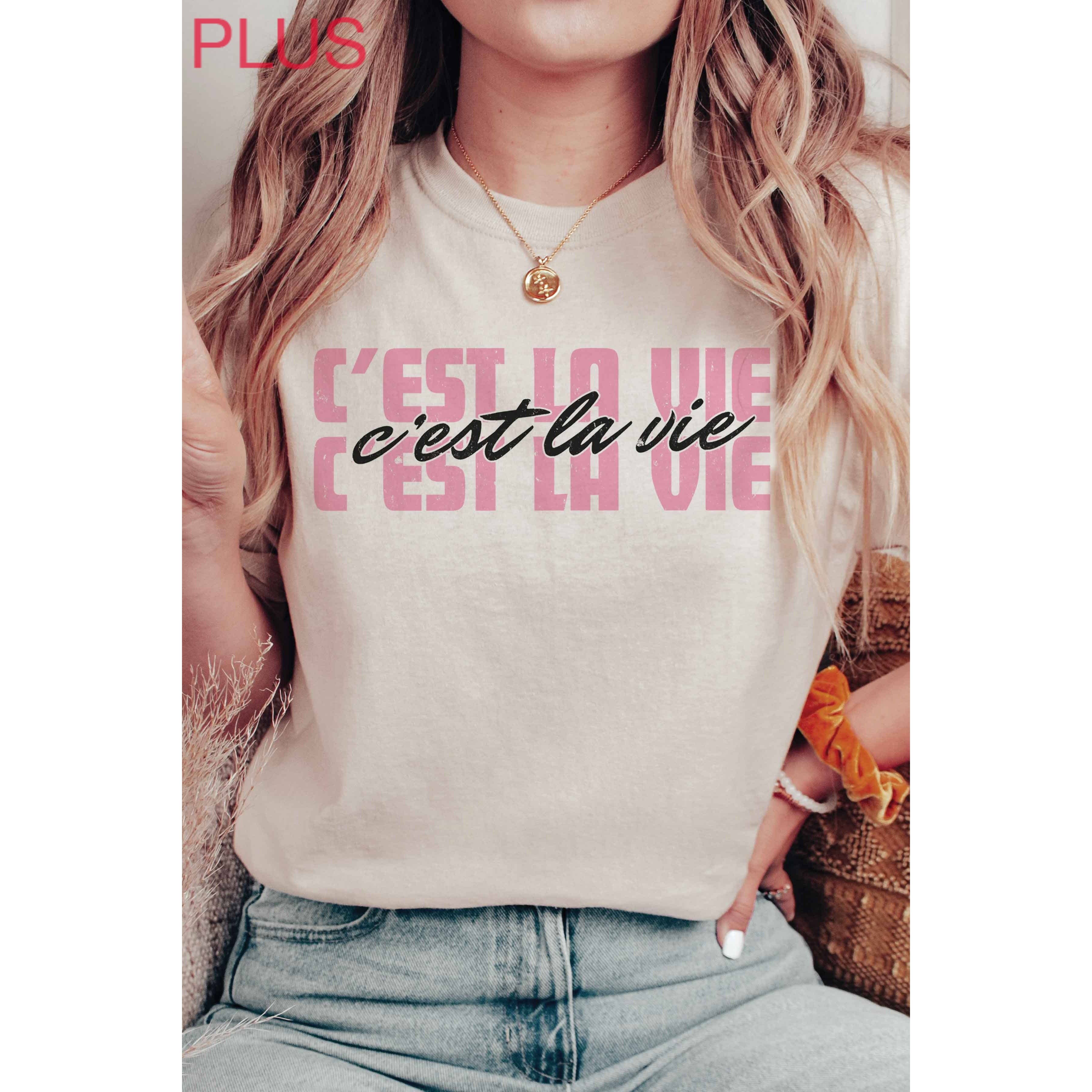 BLUME & CO. - Vente T-shirt sérigraphié – femme - GRANDES TAILLES - T-shirt graphique CEST LA VIE2