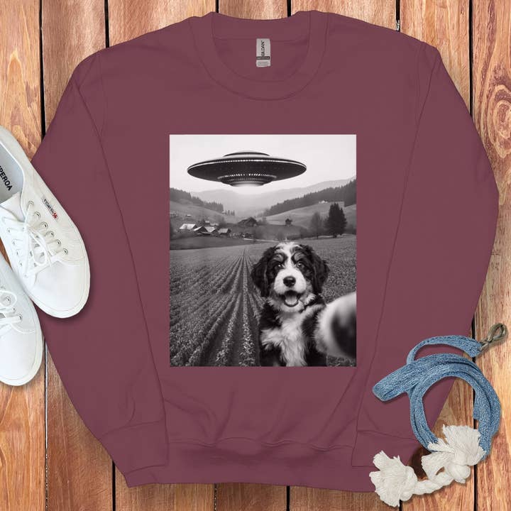 Bernedoodle UFO Sweatshirt for wholesale by Puppy Jo