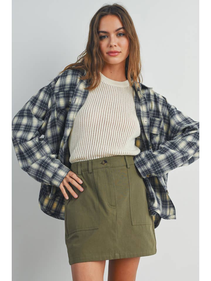 BUTTERMELON - Wholesale Shirt Jacket/Shacket - Women's - Plaid Long-Sleeve Shirt Jacket - BMJ7328