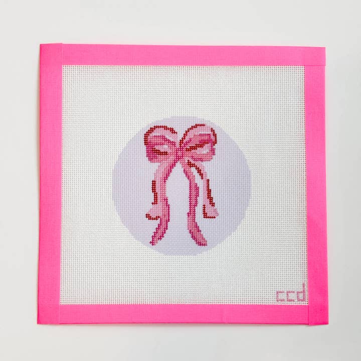 Coquette Bows Needlepoint Canvas Hand Painted, 18 Mesh 4" Ornament Design Canvas and other Purchase Wholesale bag frame. Free Returns & Net 60 Terms on Faire trending on Faire.