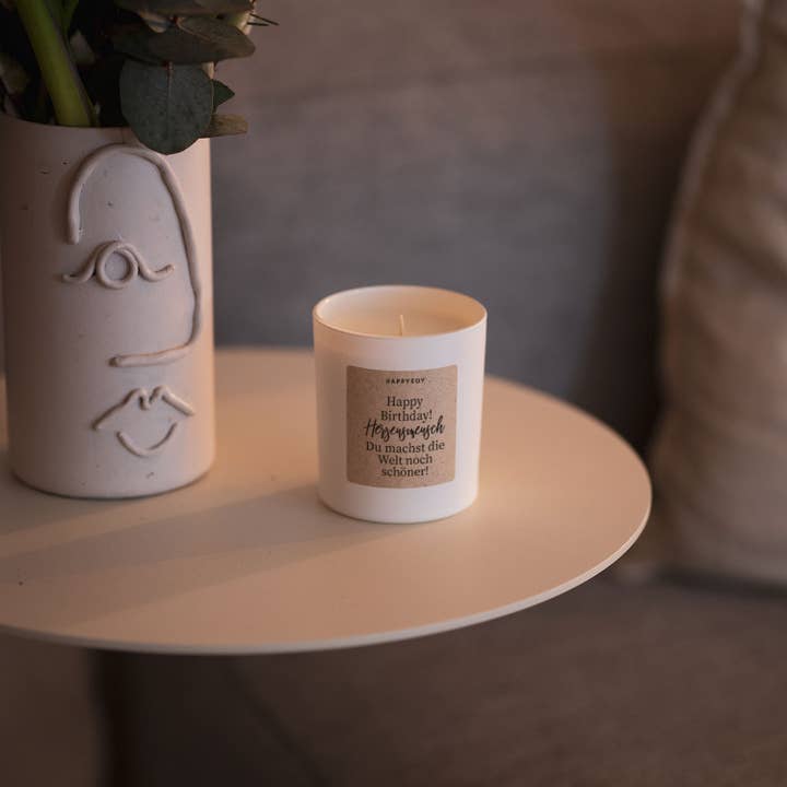 Happysoy - Venta al por mayor Velas en tarros - Vela aromática | Happy Birthday Herzensmensch Du Mach Die