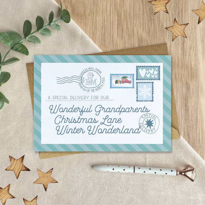 Two For Joy Illustration - Wholesale Christmas Card - Wonderful Grandparents - Christmas Postcard Greeting Card4