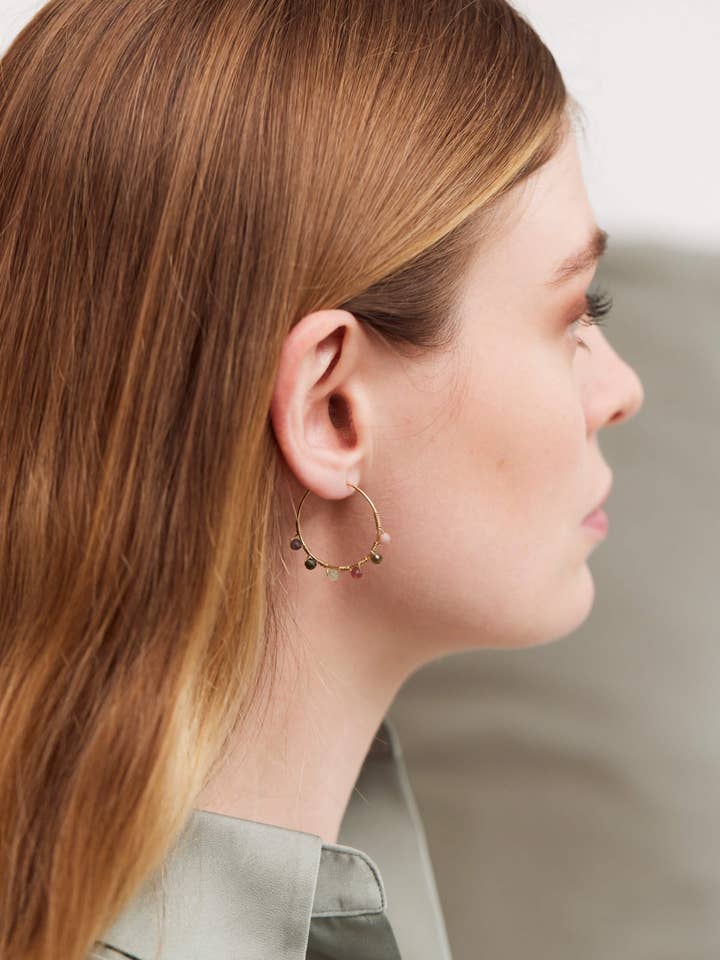 Créoles Spark tourmaline for wholesale by LES TISSAGES DE CAMILLE