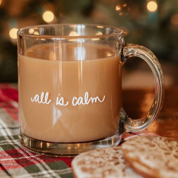 All is calm clear glass mug | 13 oz. for wholesale by Rudie Jo