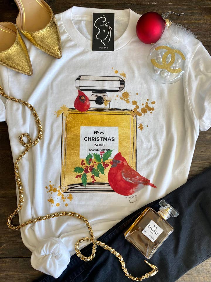 Camiseta con lazo rojo con perfume navideño, camiseta estampada, sudadera para venta al por mayor de By Jodi LLC