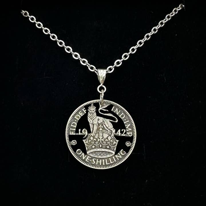 Collar de Moneda de Plata de Un Chelín del Reino Unido Hecho a Mano para venta al por mayor de Mountainstruck Coin Rings and Jewelry