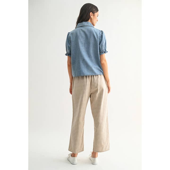 DENIM BUTTON-UP BLOUSE / WL25-11283 for wholesale on Faire3